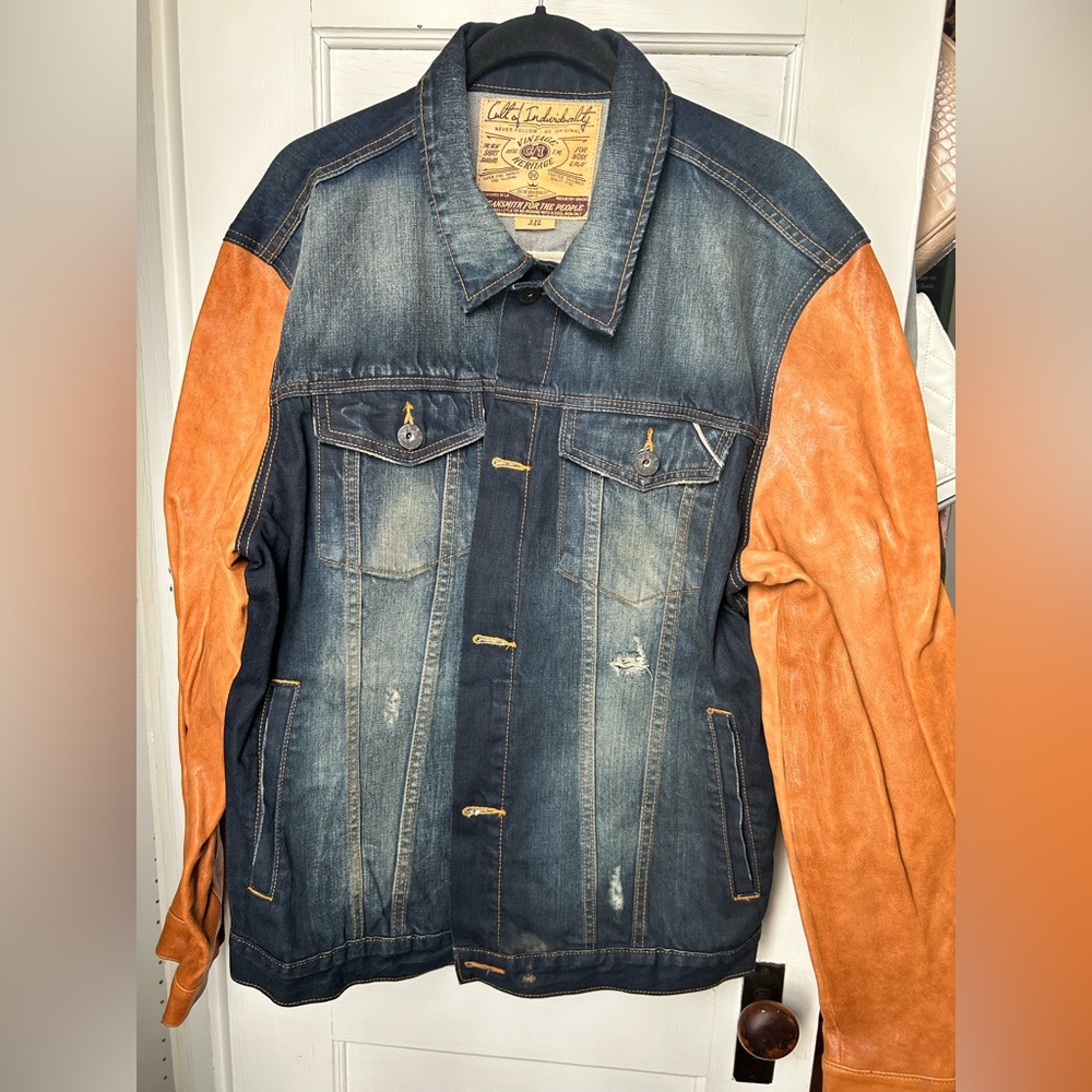 Cult of Individuality Blue and Tan Jacket